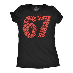 Womens Funny T Shirts 6 7 Hearts Sarcastic Valentines Day Viral Tee For Ladies Funny Womens T Shirts Cute Vintage Fashion Casual Ladies T-Shirt Gift Love Tops for Women Funny Meme Top Women's Novelty Tees Black - 6