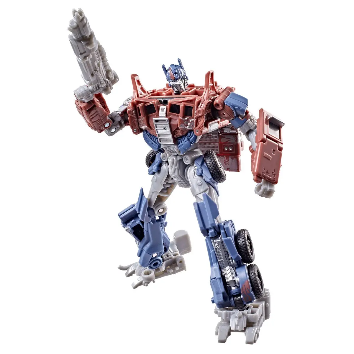 Transformers Studio Series Voyager Class Optimus Prime, 1pc with blaster weapon, dual-form transformable robot toy, ideal for movie fan collectible gifts, featuring Age of Extinction weathered truck design