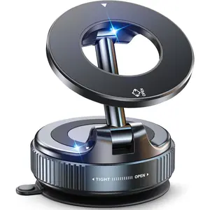 Magnetic Suction Car Mount for All Magnetic Phones. 360° rotation, pocket-size, foldable. Available in Black & White.
