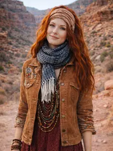 Brown Snowflake Scarf FN22019-010
