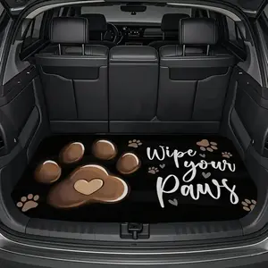 1PC Dog Paw Print Car Trunk Mat - Durable Polyester Floor Liner, Safe and Practical, Suitable for Daily Travel, Lifting and Secure Cargo Storage, Car Trunk Mat, Vehicle Interior Accessory, Valentine's Day Gift