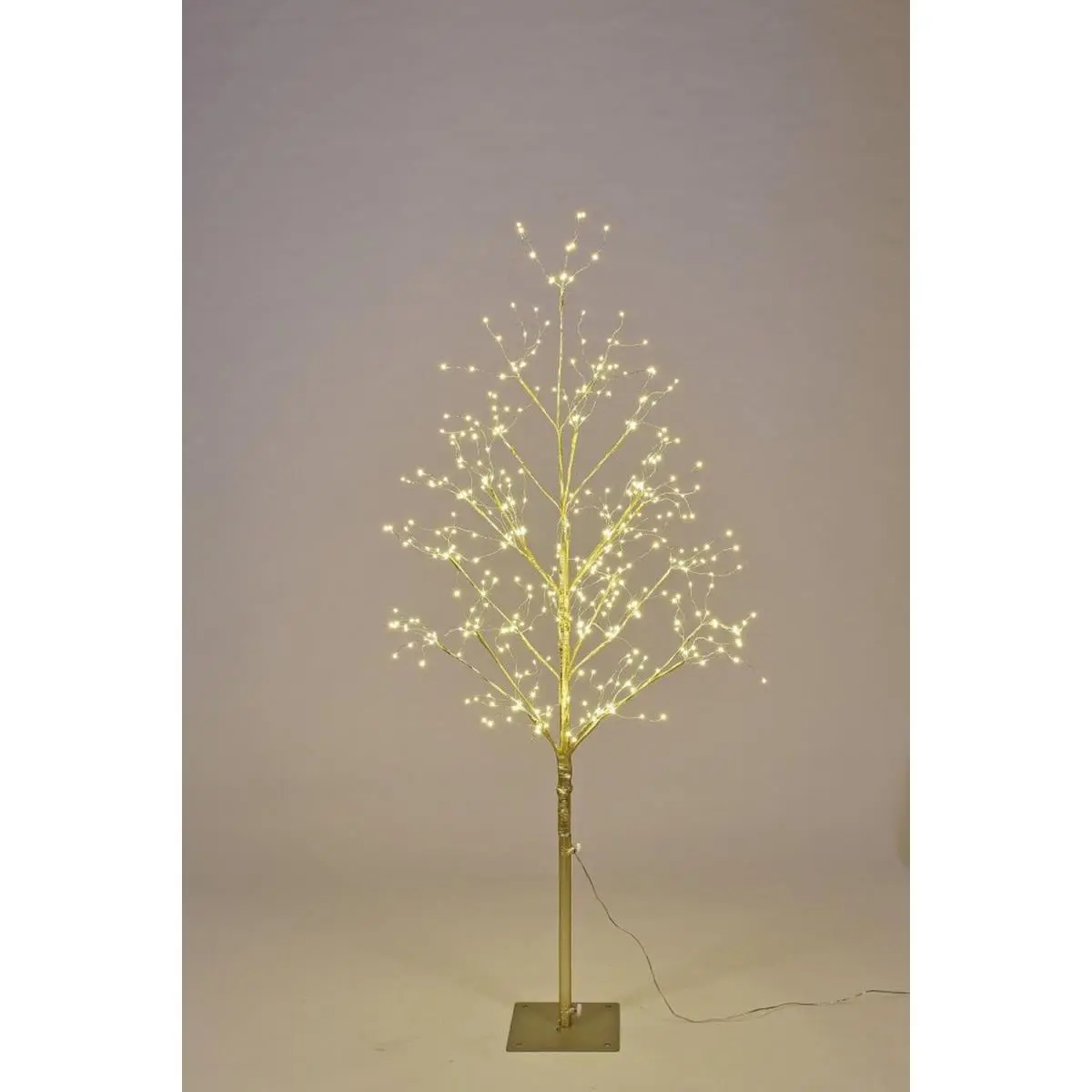 Queens of Christmas 4 ft Branch Christmas Tree - LED-TR04-LWW Model, 450 Warm White LEDs, 5V Voltage, 8 lbs, Warm White & Gold Festive Decoration, Branch Tree
