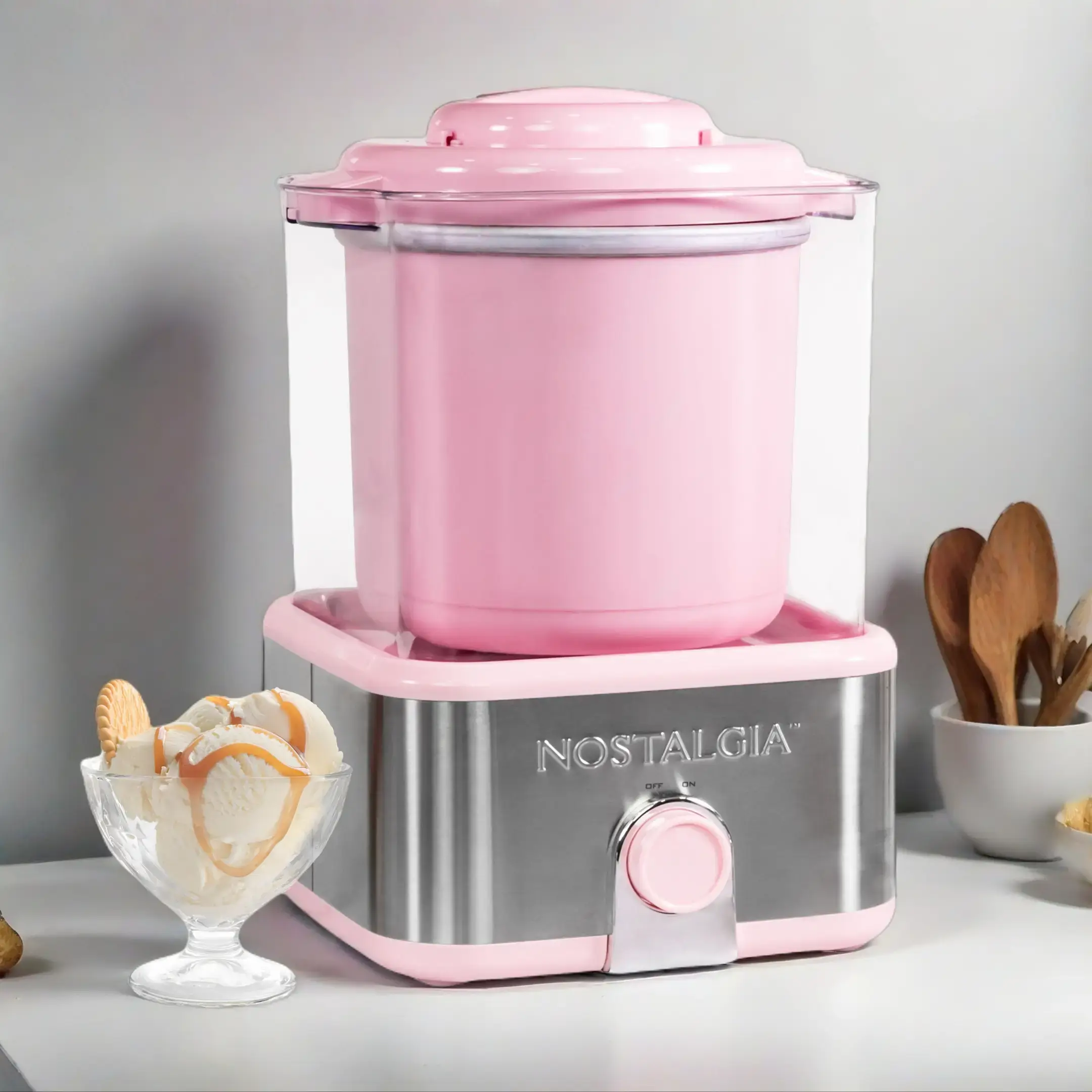 Nostalgia 2 Qt Stainless Steel Ice Cream Maker