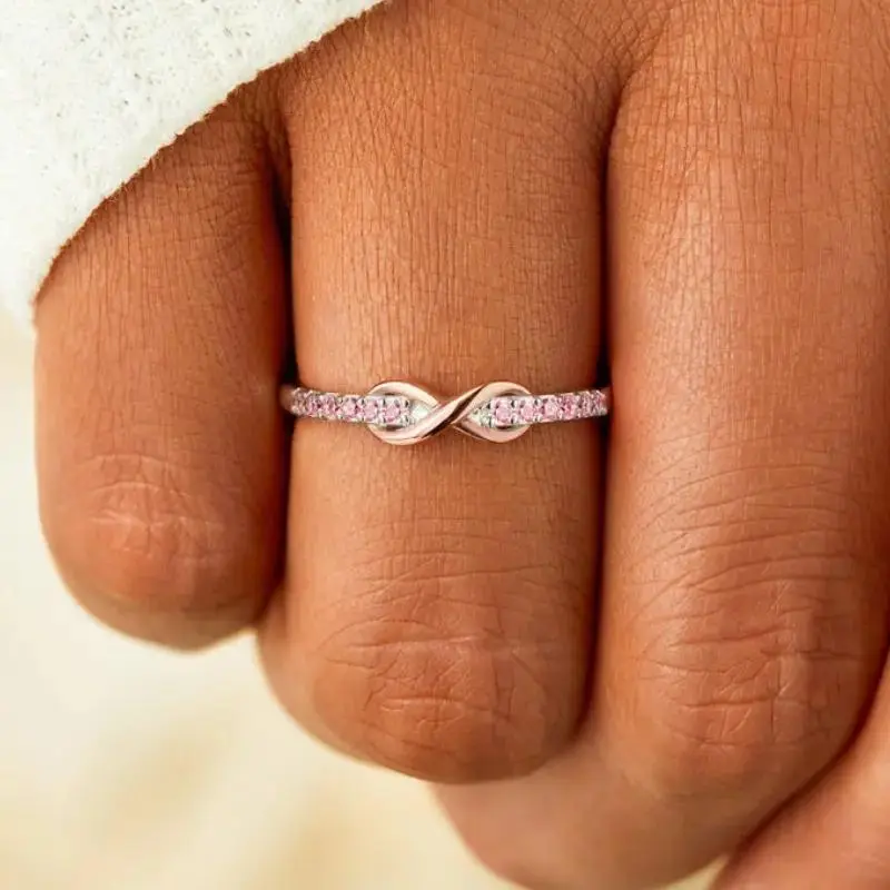  Forever Best Friends Pink Oath Infinity Symbol Ring Set - Best Bitches Pinky Promise White Gold-Plated Rings for Unbreakable Bond Matching Friendship Rings