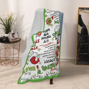 Funny Merry Christmas Flannel Throw Blanket with Xmas Tree Birthday Gifts for Kids Men Women, Winter Holiday Soft Blankets for Bedding Sofa Home Decor Gift Idea