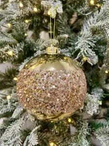 6 Inch Champagne Sequin Ball Ornament