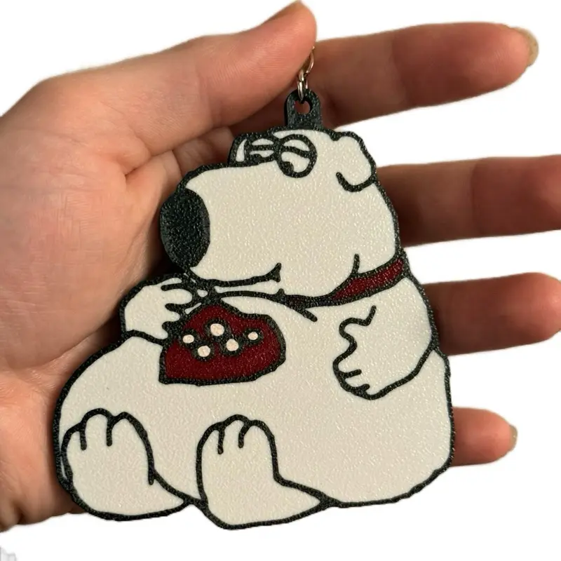 Brian Griffin Eating Chocolate Keychain - Meme Inspired Design for Fans
