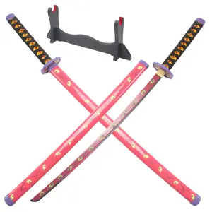 ELERVINO Real Demon Slayer Cosplay Sword Kokushibou 41 inches Not Sharp Samurai Katana with Wooden Holder Stand Display Anime Fans for Halloween Role Playing Props Cosplay Collection Decoration Christmas Gift Birthday New Year