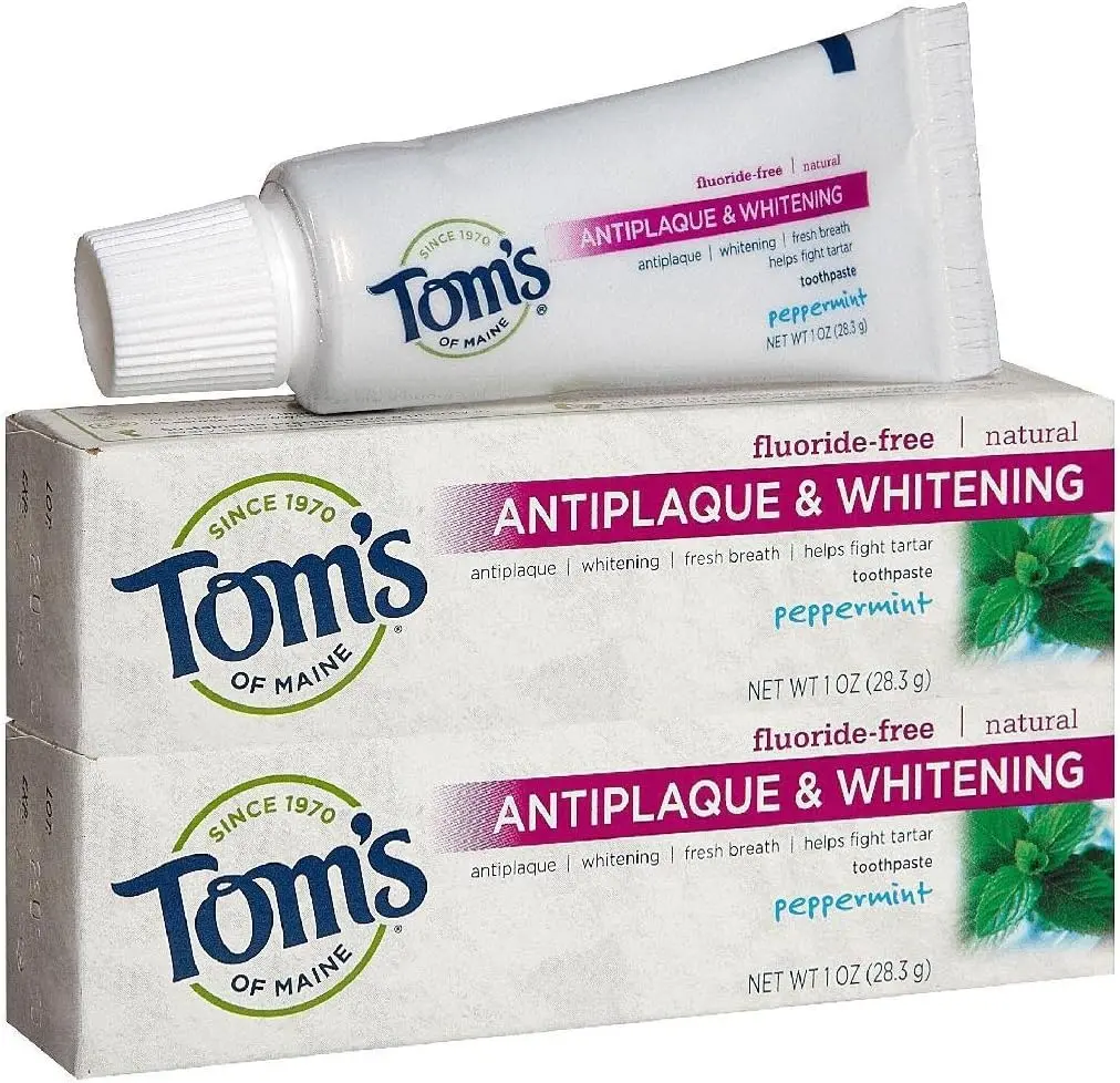 Tom's of Maine Antiplaque Tartar Control Toothpaste Trial Size, Peppermint - 1 oz - 2 pk