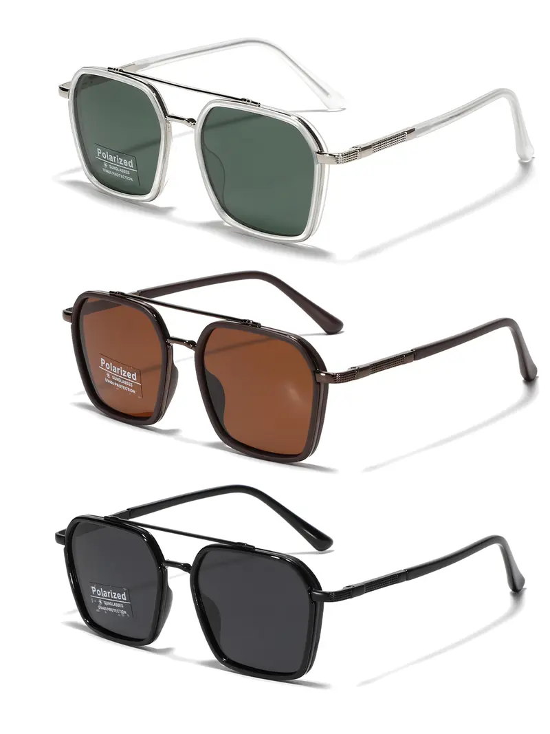 Retro Aviator Polarized Sunglasses Vintage Square Lightweight TR90 Frame Amazon.com: FAA main image 2