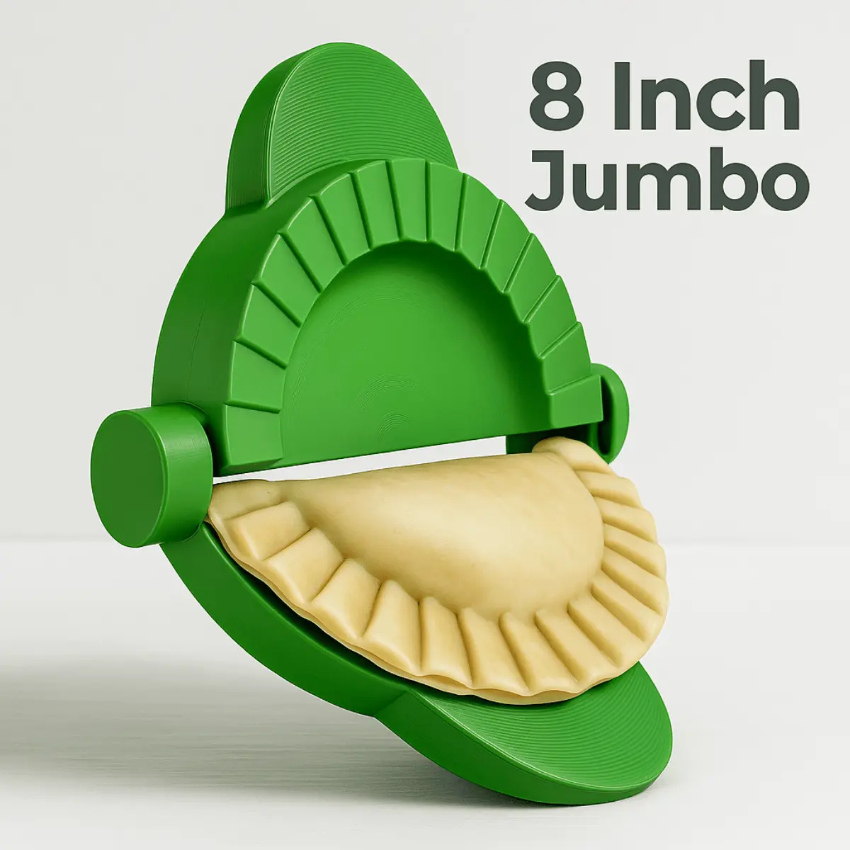 8” Jumbo Empanada Press – Ultra Heavy-Duty Dumpling Maker – Includes Cutter & Spoon – Made in USA – Exclusive XL Tool for Calzones, Giant Empanadas, Stuffed Pockets, Turnovers