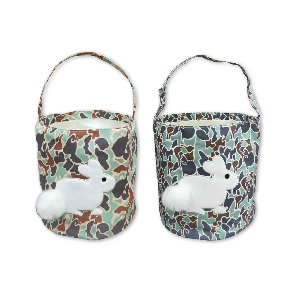 Unisex Toddler Easter Bunny Bucket Bag - Adorable Camouflage Crossbody Purse with Embroidered Ears, Adjustable Strap, 3-4 Years, 8.8*9.3*13.5in Basic Functional Spring Egg Hunt Gift