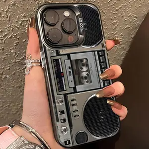 Vintage Cassette Player Fashion Vitality iPhone case for iPhone 17 Pro Max 16 Plus 15 14 13 12 11 Air E Pattern Matte Military-Grade Drop Protection Silicone Cover Gifts for women men girls boys.QXD312.designer,case