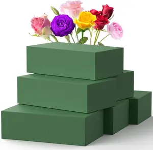 Upgraded 6 Pack Floral Flower Foam Blocks, Green Plant Foam for Flower Arrangements, Wet & Dry Florist Foam Styrofoam for Fresh and Artificial Flowers (5.5"L X 3.1"W X 1.6"H)