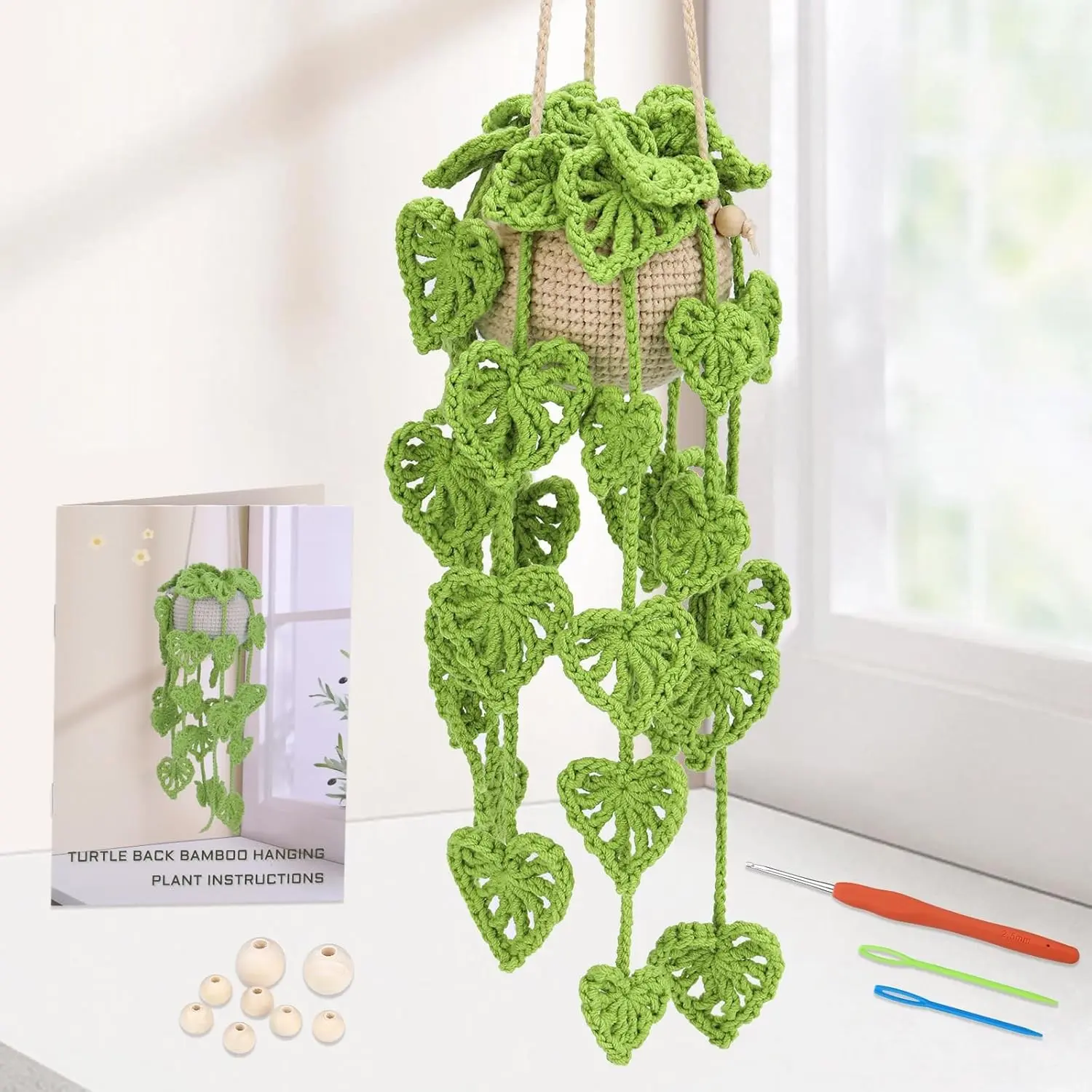 Kogyxe Beginners Crochet Kit, Amigurumi Crochet Starter Kits | With Video Tutorials, Hanging Potted Plants Knitting Starter Pack for Beginners Decoration, Plants Family (40%+ Yarn) Gift