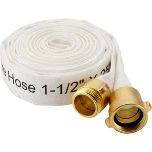 Fire Hose,1-1/2" ID X 25 FT, Single Jacket TPU, 450 PSI Burst Pressure, Industrial Fire Hose with NST/NH Brass Couplings for Indoor Use