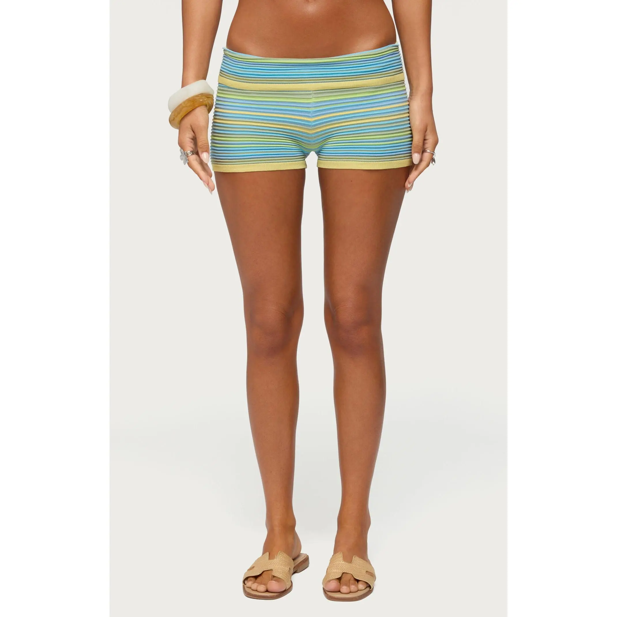 Edikted Women's Eisley Striped Foldover Shorts