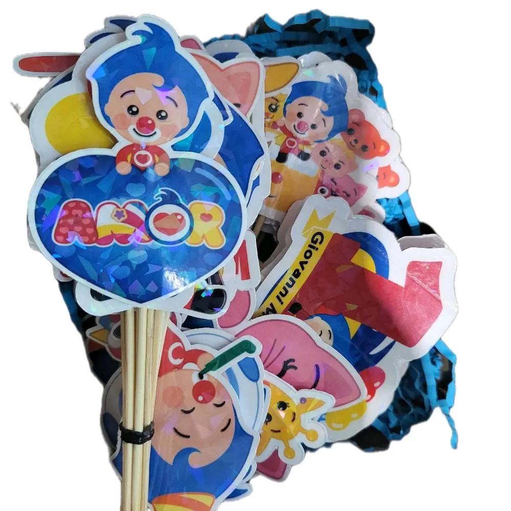 12-Pack Cute Mini Plim Plim Cake Toppers, Whimsical Designs, 2.50"×2.00" Festive Party Supplies for Birthday Cake Ornaments, Home Decor Accents, Cute Mini Toppers