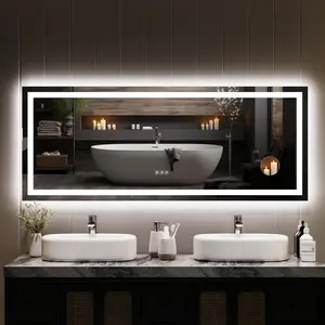 Garvee 60x24 Inch LED Bathroom Mirror, with Lights & Dimmable, Smart Vanity Mirror, Anti-Fog, Backlit & Front Lit, 3X Magnification & Shatter-Proof, with Memory Function