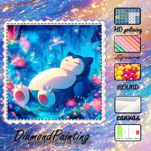 5D-DIY, premium velvet canvas, diamond art, diamond painting kit, forest, Snorlax AB diamonds, fairy dust diamonds, crystal diamonds, perfect home decoration, handmade diamond art painting kit, special craft diamond art kit, Handmade Gifts