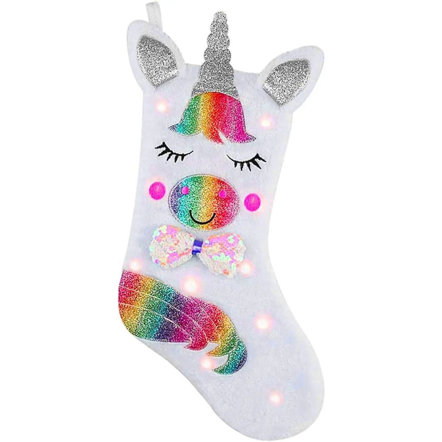 Christmas Stocking with LED Light Sparkly Sequins Stockings for Holiday Decoration