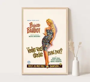 Brigitte Bardot Belgian Movie Poster, Vintage French Cinema Art, 1959