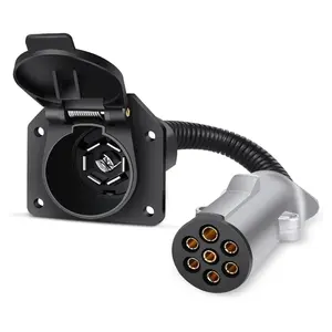 Nilight 7 Pin Round to 7 Way RV Blade Trailer Adapter Connector Wire Harness Vehicle Towing Truck