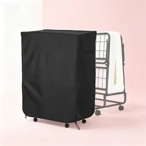 Folding Bed Cover with Metal Zipper, Waterproof Dustproof Storage Cover, Adjustable Drawstring Thickened Cover for Cot, Heavy Duty Protection with Backyard Mesh, Universal Fit Camping Cot Accessories