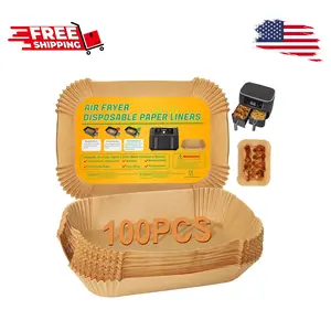 Air Fryer Disposable Paper Liners for Ninja Dual Airfryer, 100PCS Rectangle for Ninja DZ201/DZ401/DZ550/SL401 & More