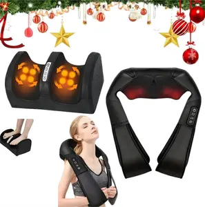 4D Electric Neck and Back Massager with Heat and Comfort Heated Foot Massager for Athletes - Relieves Muscle Fatigue, Enhances Circulation, Compression Relax for Relaxation and Gift, Durable, Adjustable