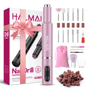 Beginner-Friendly HALMAI Electric Nail Drill Machine Cordless Portable Rechargeable Nail File Kit for Acrylic Gel Nails Manicure & Pedicure Tool