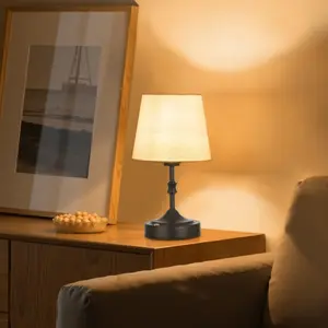 VEVOR Cordless Table Lamp, 5200mAh Built - in Rechargeable Battery Desk Lamp, 3 - Level Brightness, Fabric Shade, 2700 - 3000K Color Temperature, Table Light for Restaurant, Bedroom, Bar Counter, Gold