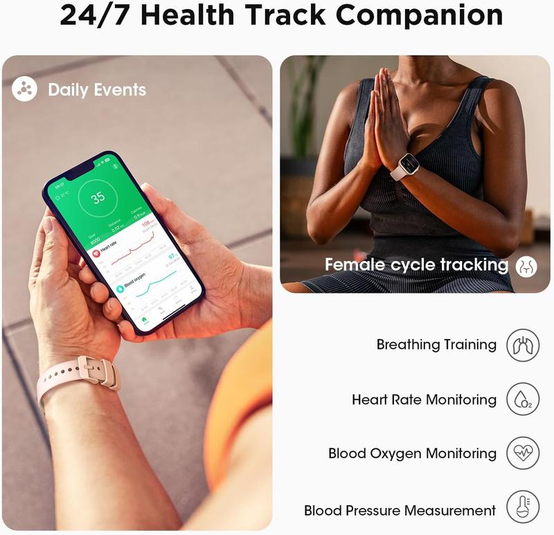 Smart Watch Pro for Women & Men with 30 Days+ Battery Life Heart Rate SpO2 Sleep Monitor 120 Sports Modes IP68 Waterproof Fitness Tracker Call & Message Notifications 1.85" Touchscreen Customizable Watch Faces Wristwatch Digital