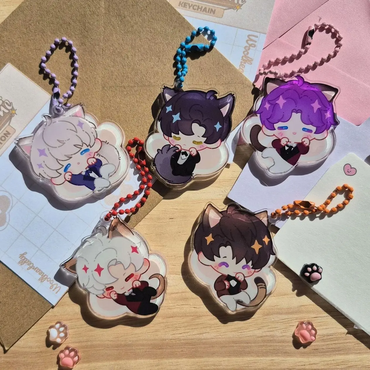 NEW Love and Deepspace acrylic Kitty keychains Xavier, Rafayel, Zayne, Sylus, Caleb