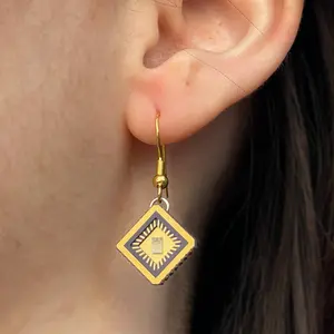 Space Tech Earrings Small with IC Chip (Recycled from IC packaging and IC wafers)