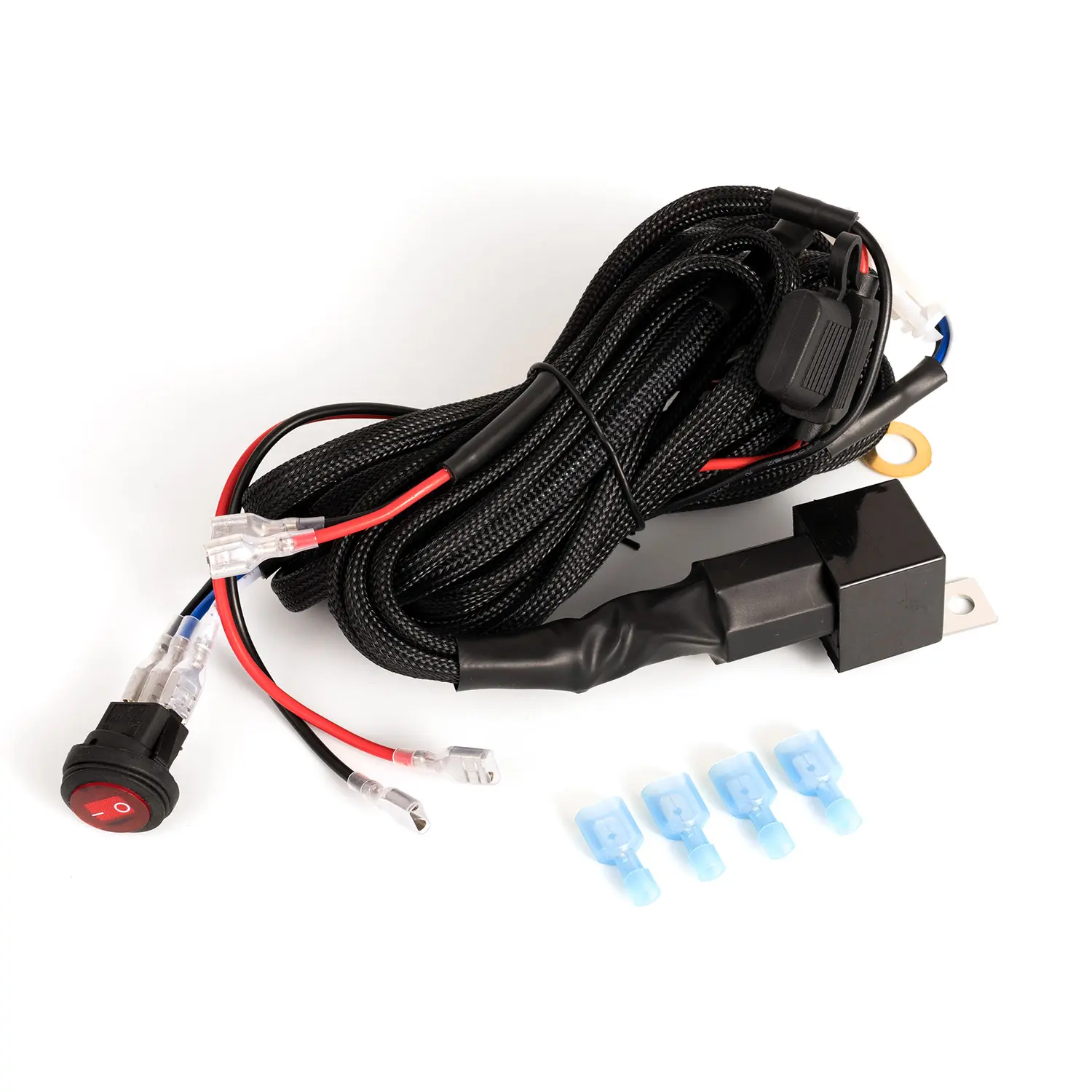ANGU OFFROAD 12V 40A Nylon Jacket Wiring Harness Kit with 3-Pin Rocker Switch, Relay, Fuse, 16.4ft Cable - Flexible Control for LED Light Bars, Fog Lights - Car Offroad Accessories, Vehicle Accessories