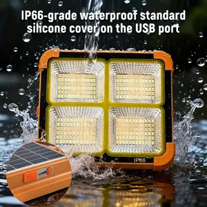 Waterproof ultra-bright solar LED emergency light, USB rechargeable; outdoor camping lighting lamp; stall/night market light; outdoor courtyard light; car repair light; work light; renovation light; portable carry handle.