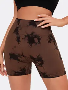 Women's Tie Dye  Print Gym Shorts, Casual Comfy Breathable Skinny Shorts for Yoga Gym Workout, Ladies Sportswear for Indoor Outdoor Wear, Soft Activewear Shorts