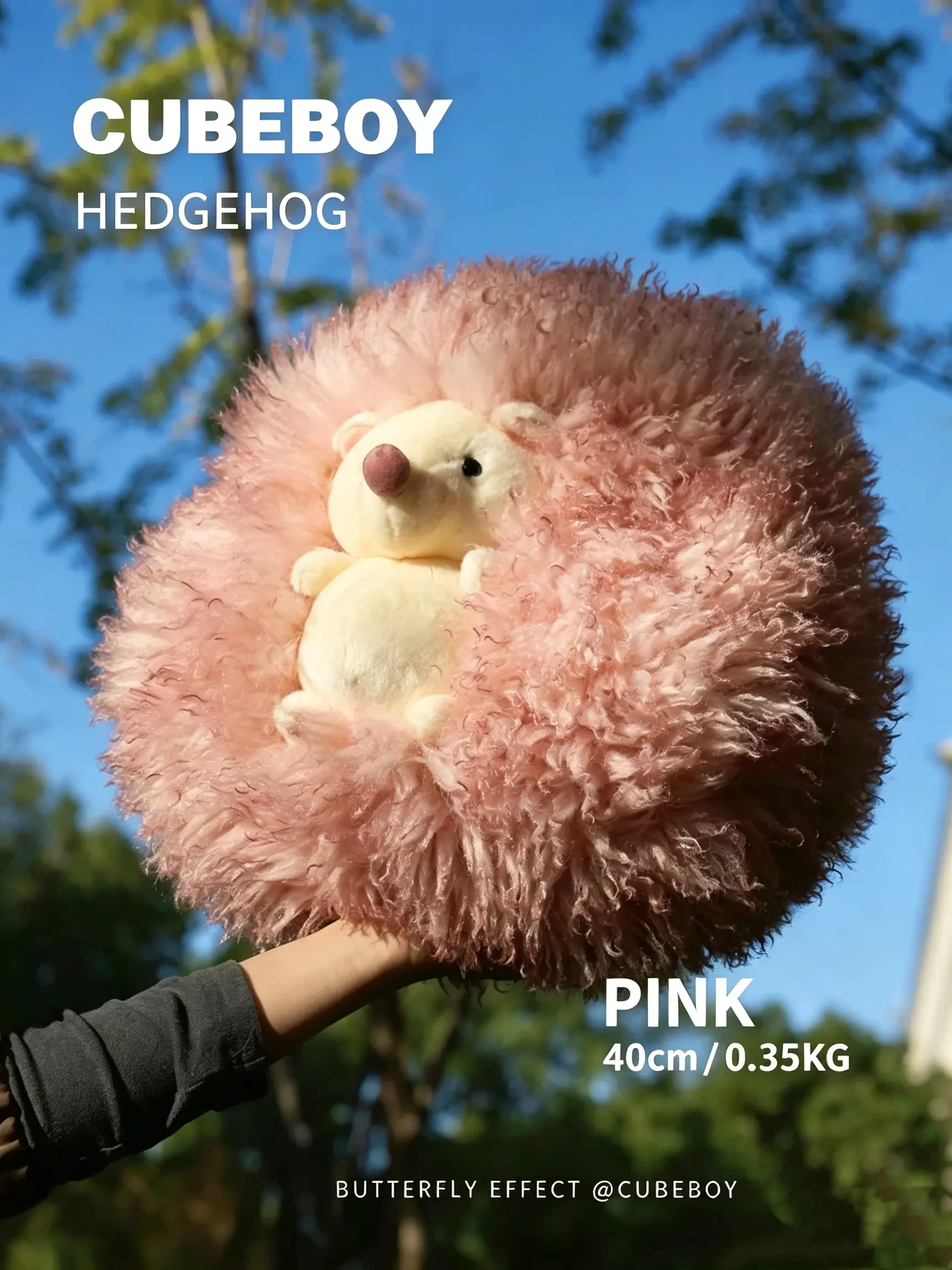 Long haired hedgehog doll sleeping, holding plush toys, cute animal pillows, soothing dolls, gifts