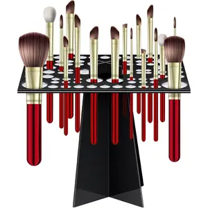Vesici 72 Holes Makeup Brushes Drying Rack Acrylic Brushes Dryer Collapsible Makeup Brush Holder Drying Holder Professional Stand for Nail Brushes Paintbrushes, Black Vesici