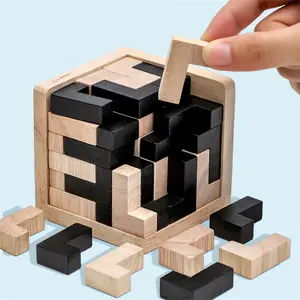 3D Brain Teaser Puzzle Cube Set, Wooden Brain Training & Spatial Reasoning Challenge, Includes 54 Puzzles, Ideal Gift for Adults