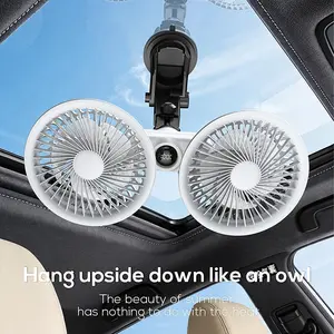 MeMO G14-19 2026 New model Cooling Fan for Center console of Your Car,Three-speed adjustment, with a display on the vehicle-mounted fan， Featuring Two Separate Heads That Can Rotate 360°, Designed for Quiet Ventilation in Sedans, Suvs, Rvs, Trucks