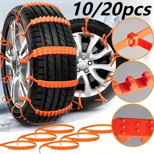 10/20/50-Pack Car Emergency Snow Chains, Winter Driving Anti-Slip, Quick-Install Ice and Snow Chains for Cars, SUVs, and Trucks, Tire Grip Enhancer for Severe Weather Terrain