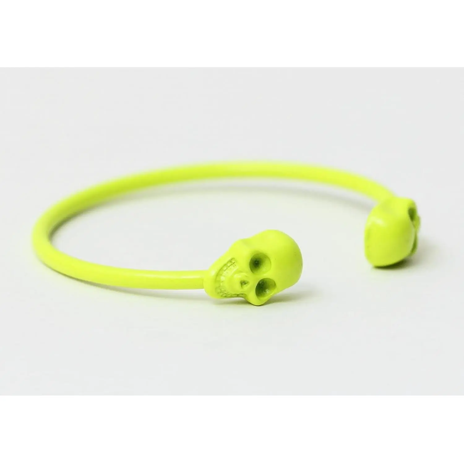 Neon Skulls Torque Bracelet Electric Fluorescent Yellow Skeleton Cuff Bangle Fashion Jewelry Bangle Style 2.5 Inches Width 3/4 Inch Size Comfortable Fit Statement Accessory