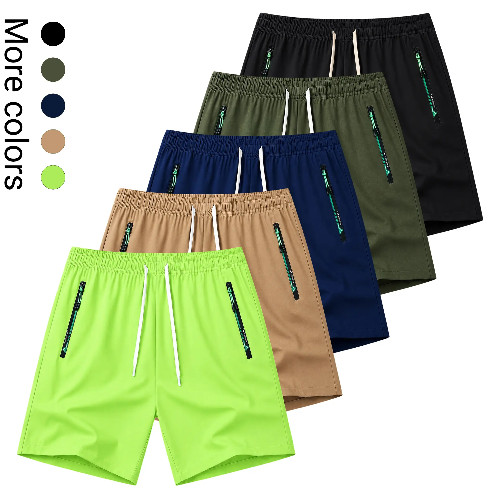 GYM VIBE 5-Pack Men's Athletic Workout Shorts Quick Dry Moisture Wicking Gym Shorts Functional Zipper Pockets Contrast Zippers Elastic Drawstring Waist Decorative Print Details Lightweight Running Performance Training Activewear Lounge Shorts
