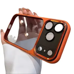 Transparent Silicone Smartphone Case with Orange Camera Button - Customized Anti-Drop Shockproof Protection, New Skin Feel, Comfortable Grip, Clear View Cover for IP 17 Pro Max, 16 Pro Max, 15, 14, 13