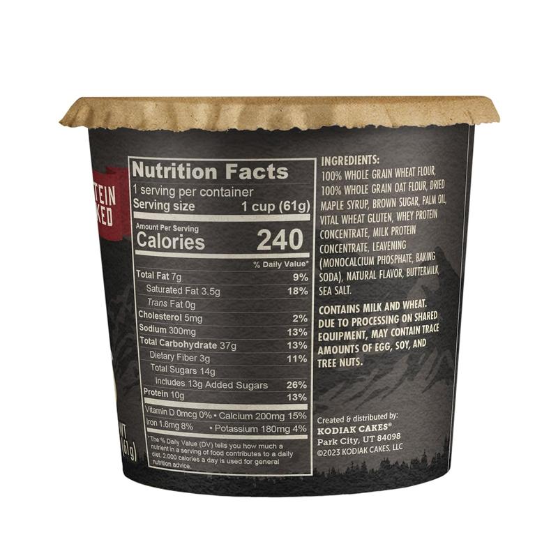 Kodiak Cakes Instant Pancake & Flapjack Cups, Buttermilk & Maple, High Protein, 100% Whole Grains, (Pack of 12)