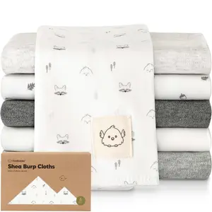 Organic Burp Cloths Baby Boy, Girl - 6-Pack Large 100% Cotton Burping Cloths for Babies, Spit Up Rags, Super Absorbent, Ultra Soft Newborn Rag, Gender Neutral, Machine Washable, Durable