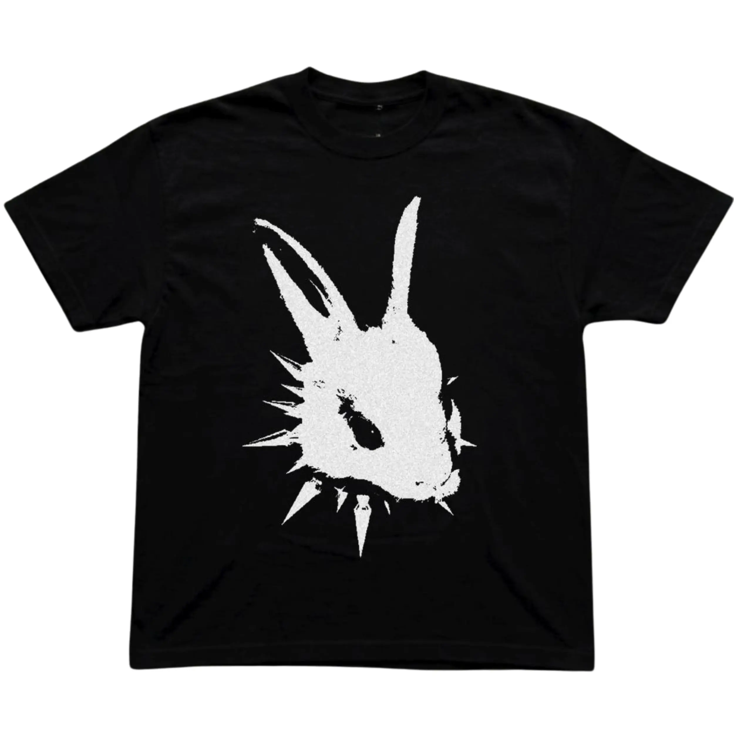 Gildan Men's and Women's T-Shirt, Vintage Spiked Bunny Graphic Tee, Ken Carson Opium Merch, Spiky Rabbit Shirt, Emo Hip Hop Rap Clothing, White Distressed Art, Cyber Goth Tribal Style, Grunge Streetwear Top, Dark Aesthetic Punk Fan Gift