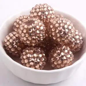 Gold Sparkle 20mm Rhinestone Beads Set of 5